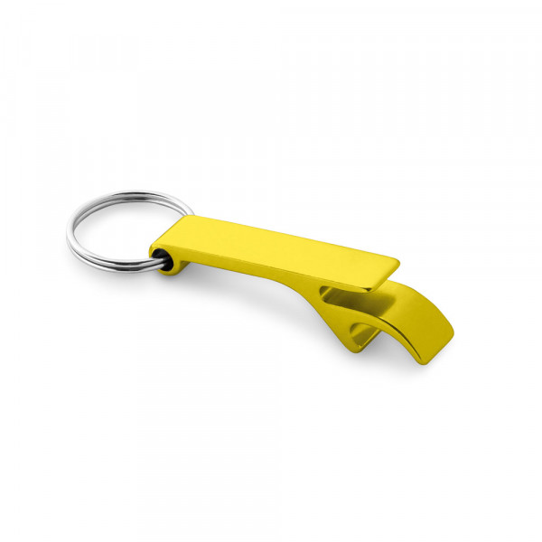Porte-clés décapsuleur économique "TAP ECO" jaune avec gravure