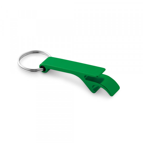 Porte-clés décapsuleur économique "TAP ECO" vert avec gravure