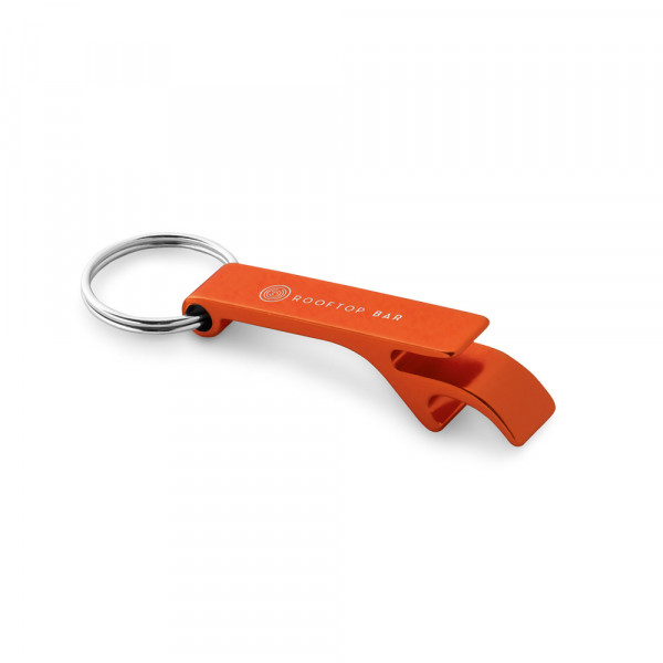 Porte-clés décapsuleur économique "TAP ECO" orange avec gravure