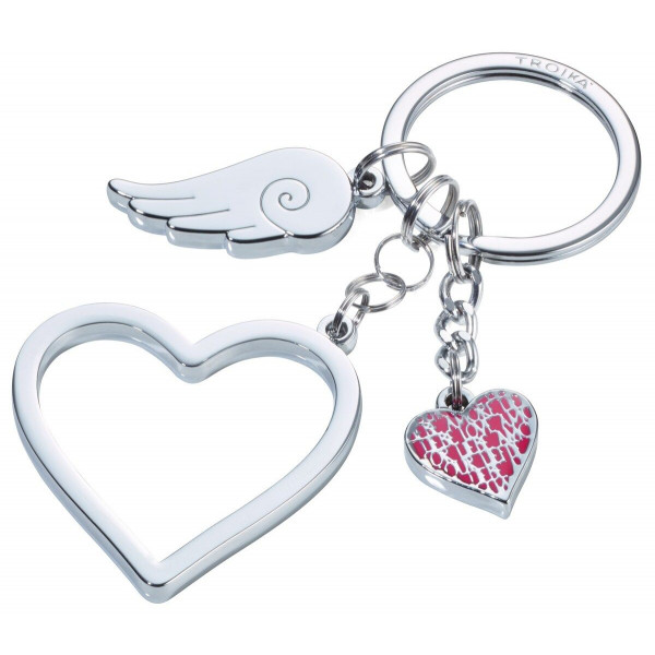 Porte-clés double coeur "LOVE IS IN THE AIR" gravé