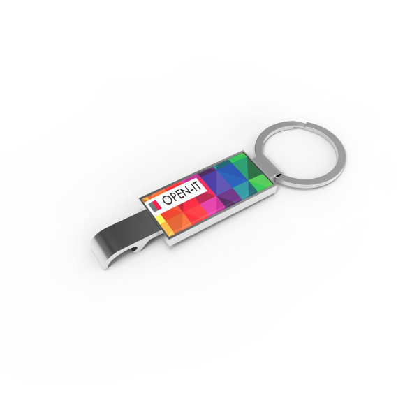 Porte-clés décapsuleur "OKO" avec logo en doming quadri