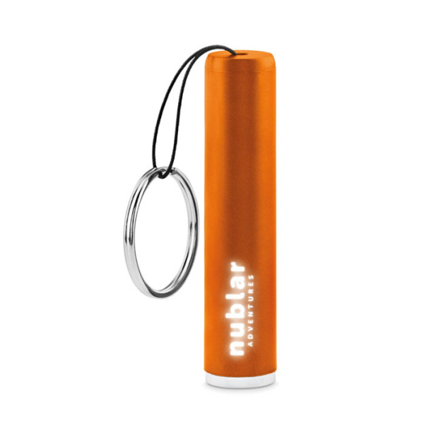 Porte-clés lampe personnalisable orange avec logo lumineux "LUMEOS"