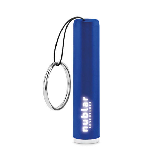 Porte-clés lampe personnalisable bleu avec logo lumineux "LUMEOS"