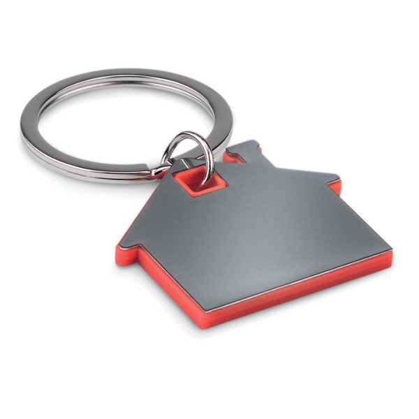Porte-clés maison personnalisé en métal "LIVING" rouge