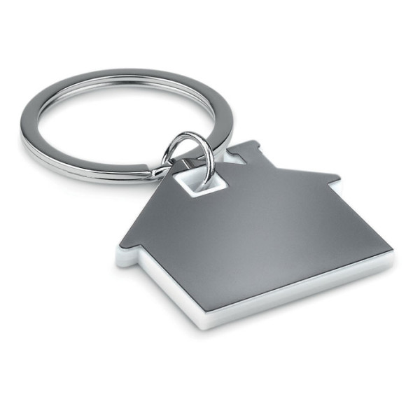 Porte-clés maison personnalisé en métal "LIVING" blanc