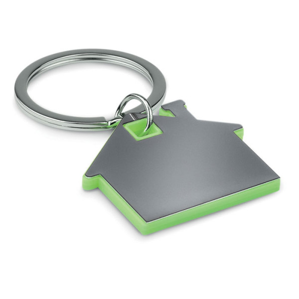 Porte-clés maison personnalisé en métal "LIVING" vert