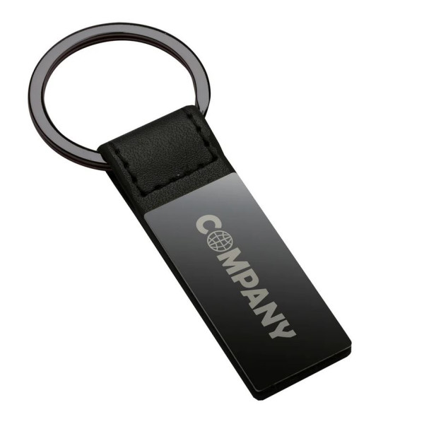 Porte-clés en placage gunmetal noir personnalisé avec gravure