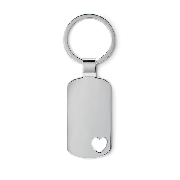 Porte-clés personnalisé en métal rectangulaire avec coeur "LEA"