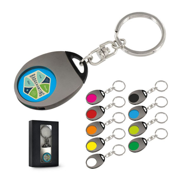 Porte-clés métal personnalisé avec jeton plastique "CADOR"
